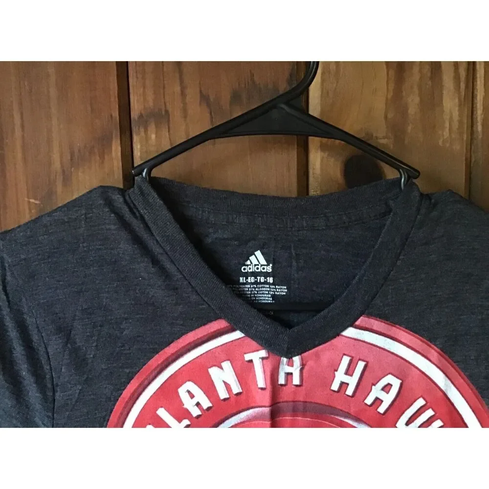 Adidas Atlanta Hawks Basketball T Shirt Size XL Black Short Sleeve